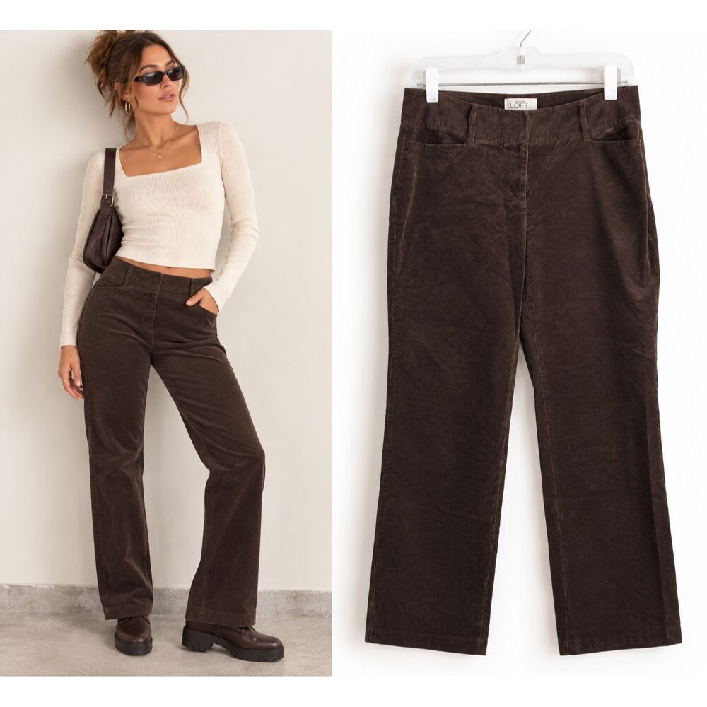 Ann Taylor LOFT Julie Brown Corduroy Pants Size 6 Straight Leg Y2K